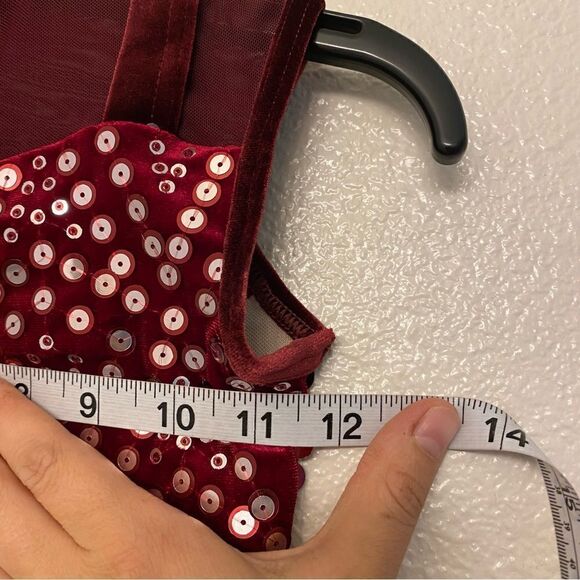Weissman dance costume burgundy red sequin velvet Dream Glow 14684 LC, SC - Picture 10 of 12